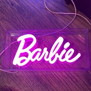 Barbie Neon Sign in Pink and White